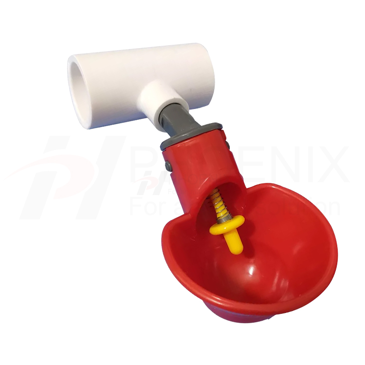 Red Automatic Poultry Water Drinker Cup Chicken Drinker Round Bowl with Spring Valve Ph-20