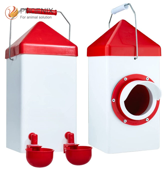 Chicken Feeder Kit Chicken Feeder And Automatic Chicken Cup Waterer Set Rain Proof Poultry Feeder And Drinker PH-255