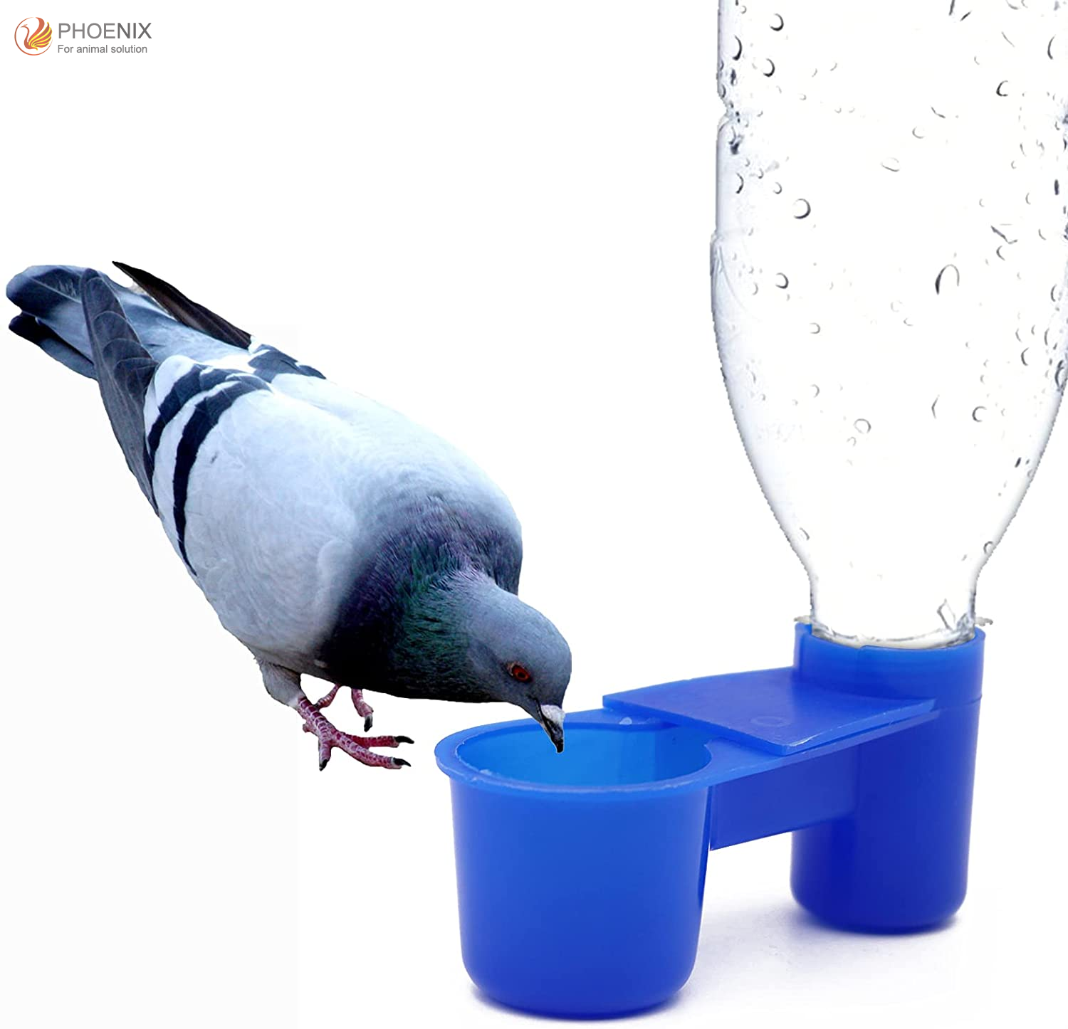 Animal Plastic Blue Color Bird Water Bottle Pet Pigeon Quail Water Feeder Bird Double Drinker Cup PH-54